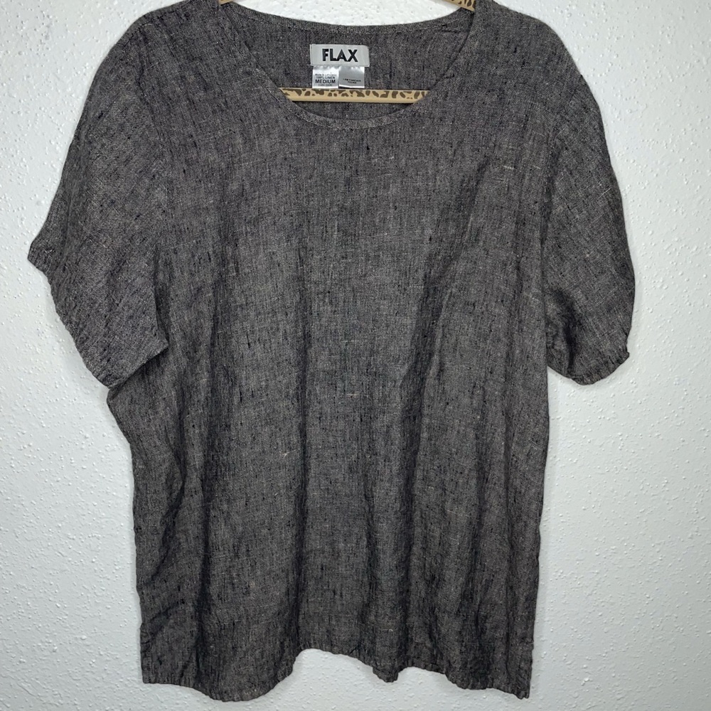 FLAX space gray medium boxy 100% linen  Lagenlook
